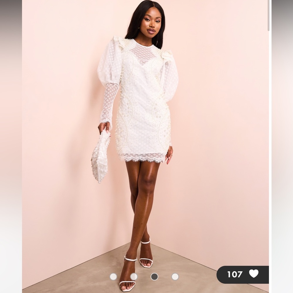 ASOS White Sheath Dress with Bishop Sleeves